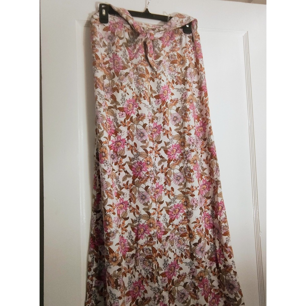 No Comment NY-LA M Floral Smocked Halter Maxi Dress Y2K Boho Rayon - Picture 6 of 8